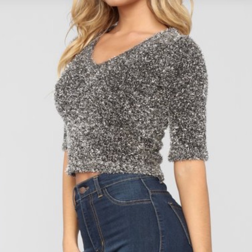💛Fashion Nova Sparkle Sweater Top - Picture 2 of 5